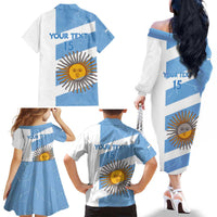 Argentina Rugby Custom Family Matching Off The Shoulder Long Sleeve Dress and Hawaiian Shirt Go Los Pumas