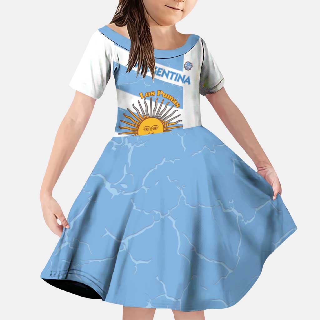 Argentina Rugby Custom Family Matching Off Shoulder Maxi Dress and Hawaiian Shirt Go Los Pumas
