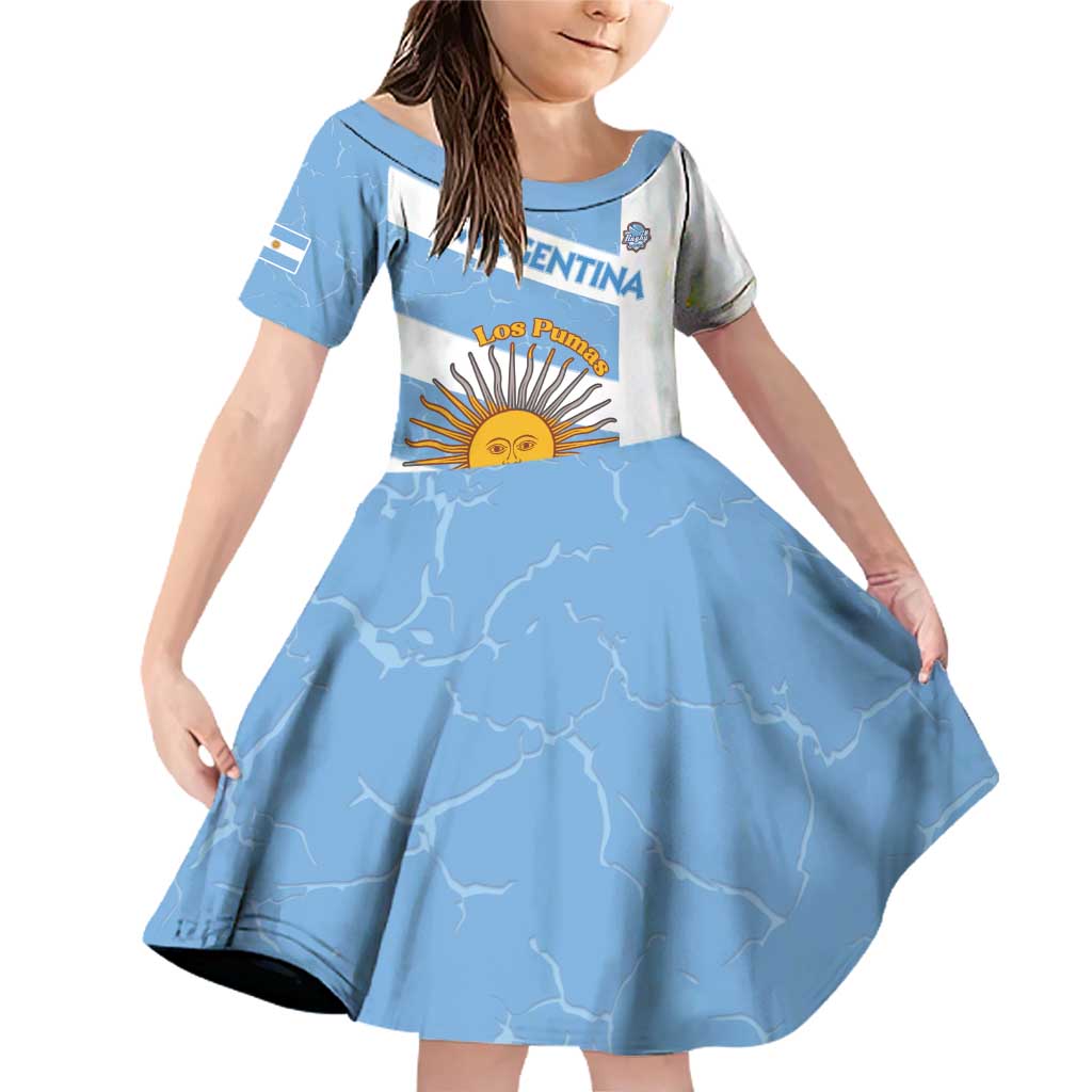 Argentina Rugby Custom Family Matching Off Shoulder Short Dress and Hawaiian Shirt Go Los Pumas