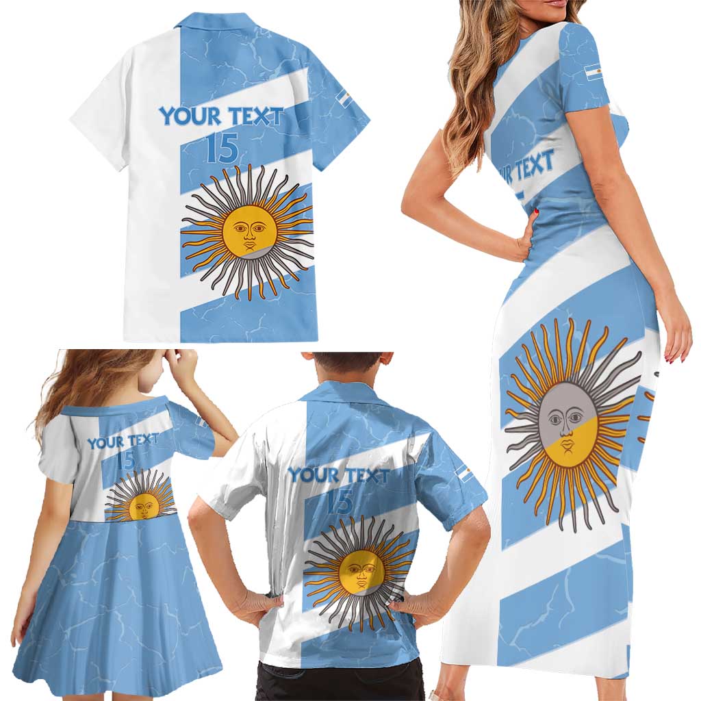 Argentina Rugby Custom Family Matching Short Sleeve Bodycon Dress and Hawaiian Shirt Go Los Pumas