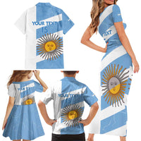 Argentina Rugby Custom Family Matching Short Sleeve Bodycon Dress and Hawaiian Shirt Go Los Pumas