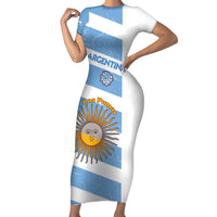 Argentina Rugby Custom Family Matching Short Sleeve Bodycon Dress and Hawaiian Shirt Go Los Pumas