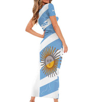 Argentina Rugby Custom Family Matching Short Sleeve Bodycon Dress and Hawaiian Shirt Go Los Pumas