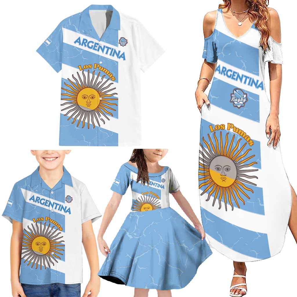 Argentina Rugby Custom Family Matching Summer Maxi Dress and Hawaiian Shirt Go Los Pumas