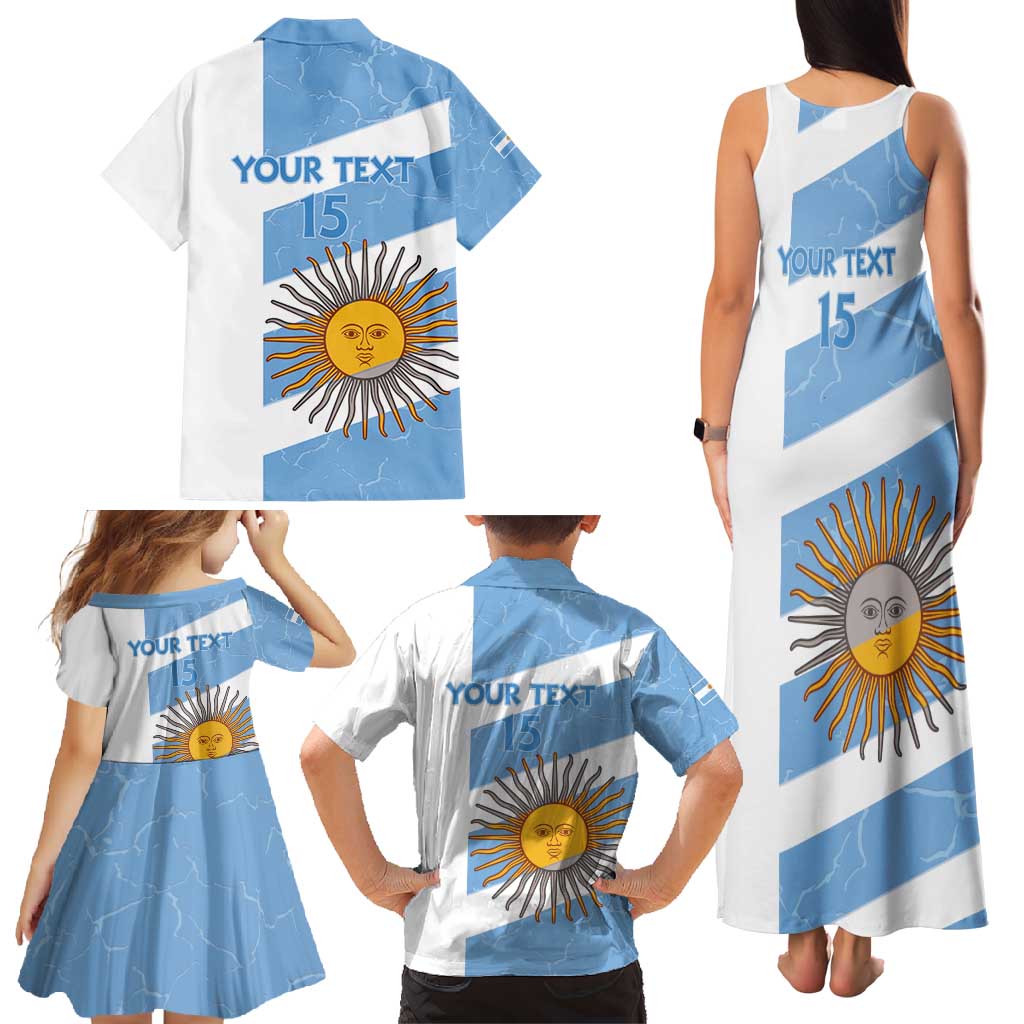 Argentina Rugby Custom Family Matching Tank Maxi Dress and Hawaiian Shirt Go Los Pumas