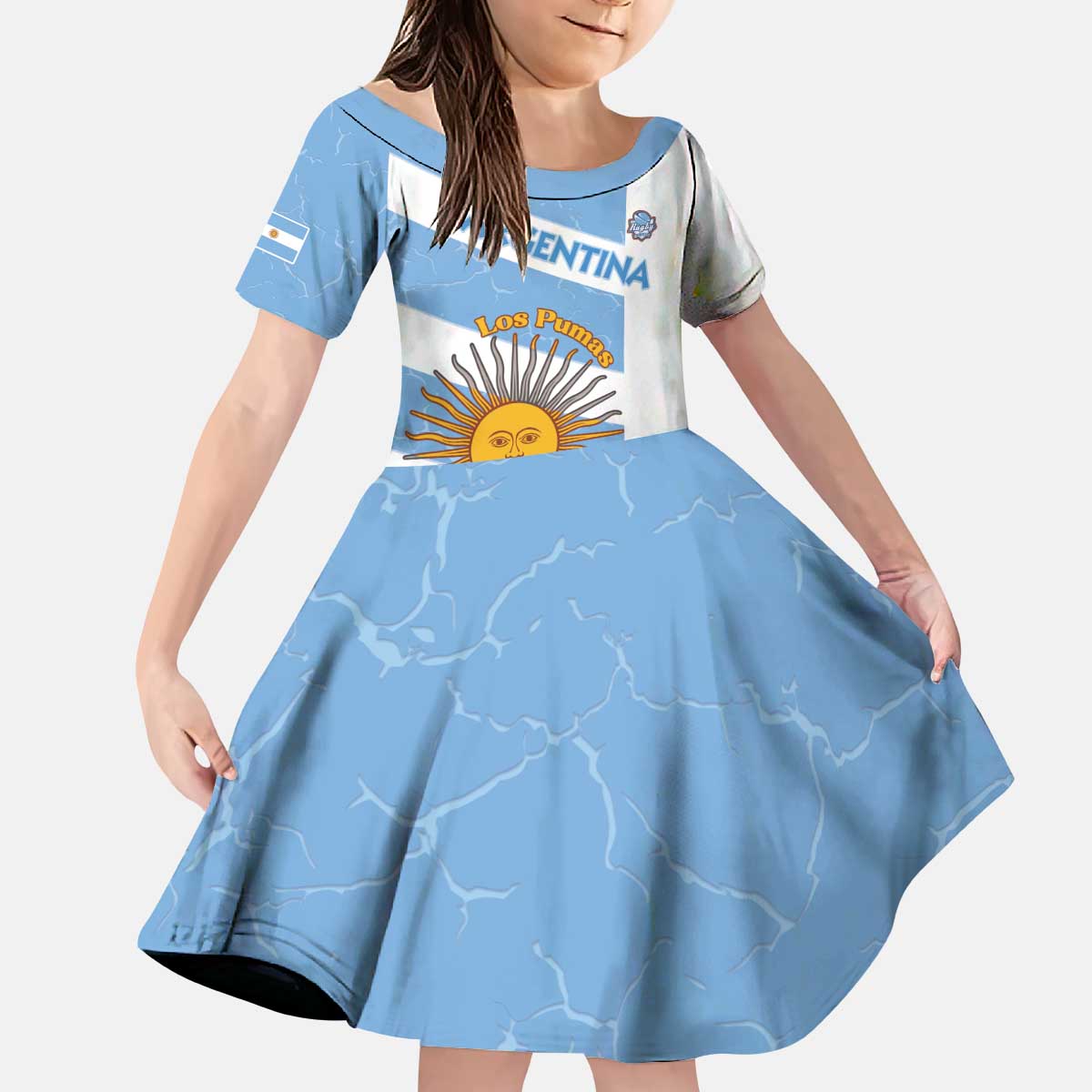 Argentina Rugby Custom Kid Short Sleeve Dress Go Los Pumas