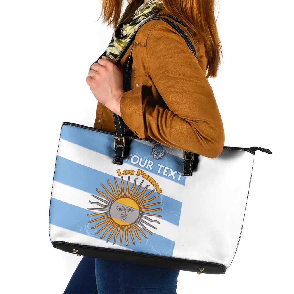 Argentina Rugby Custom Leather Tote Bag Go Los Pumas