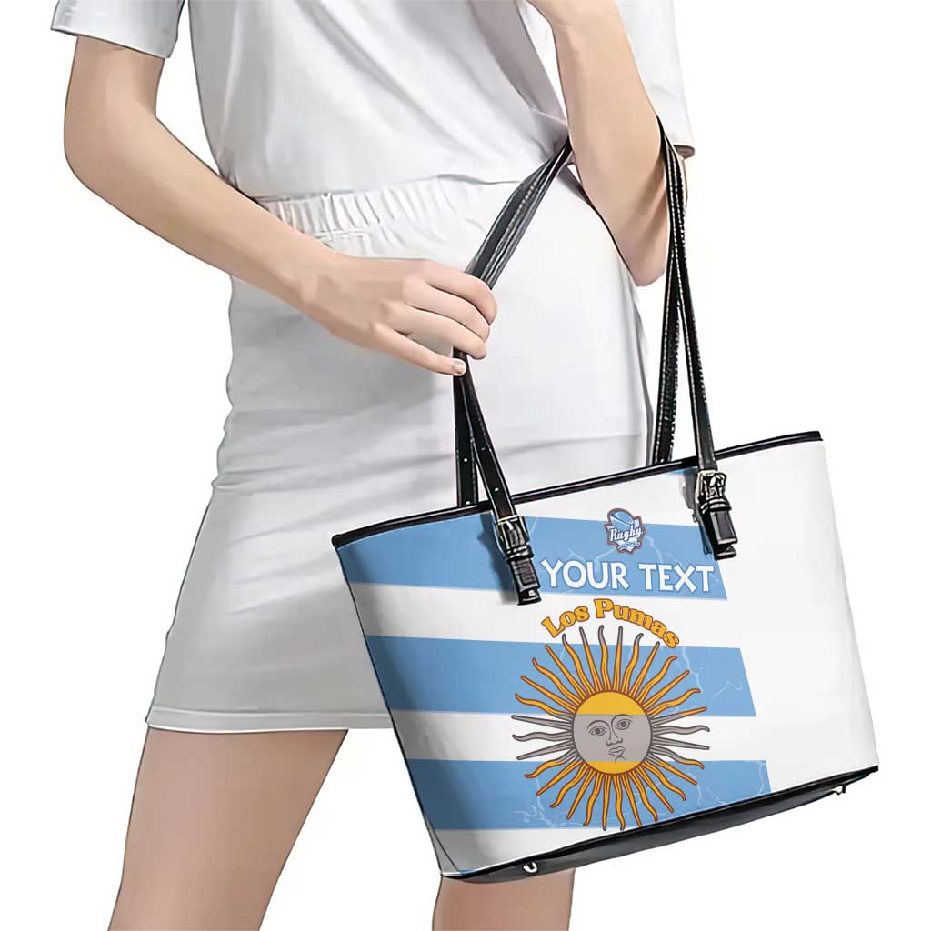 Argentina Rugby Custom Leather Tote Bag Go Los Pumas