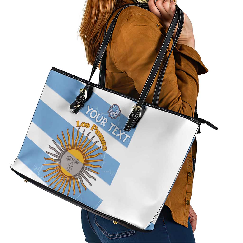 Argentina Rugby Custom Leather Tote Bag Go Los Pumas