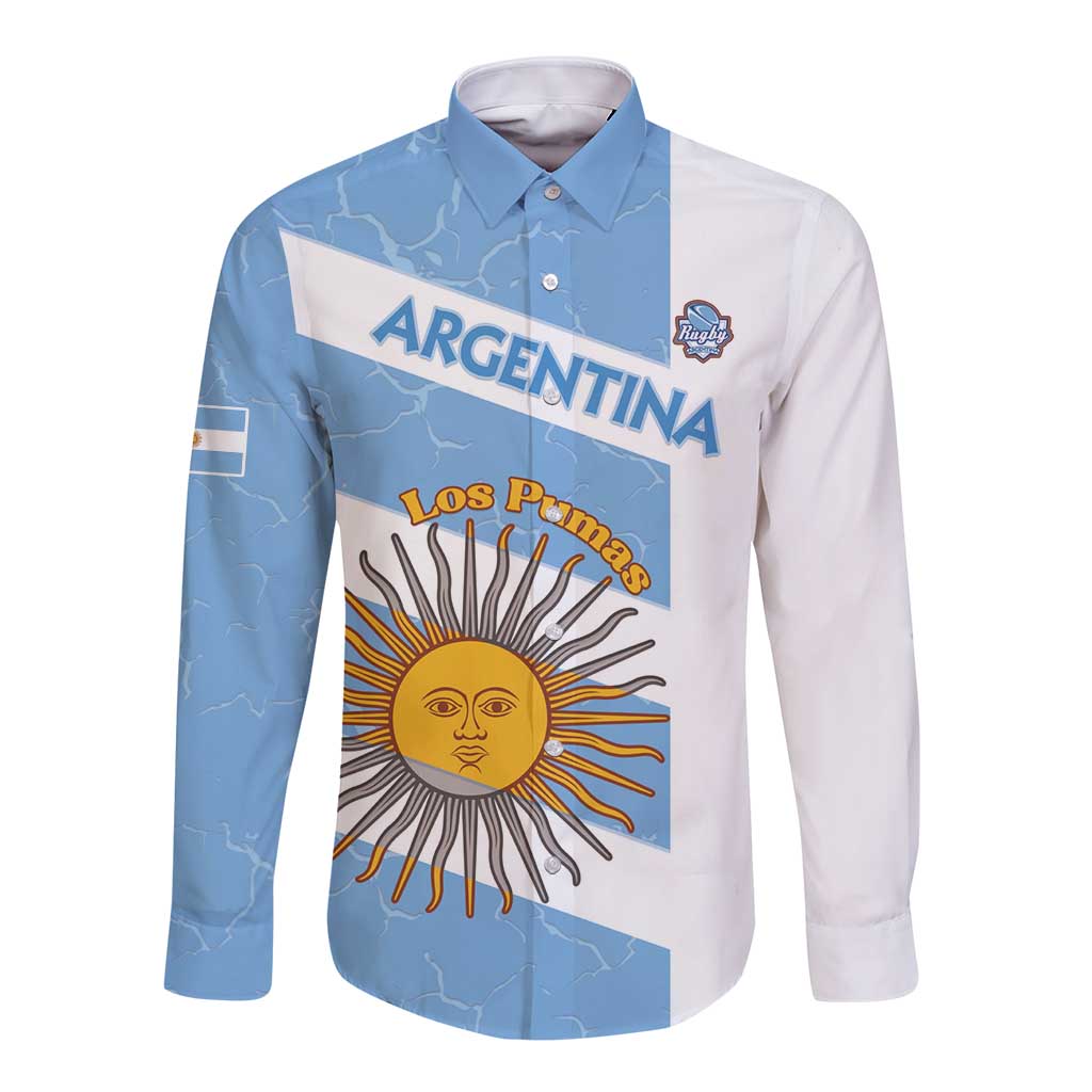 Argentina Rugby Custom Long Sleeve Button Shirt Go Los Pumas