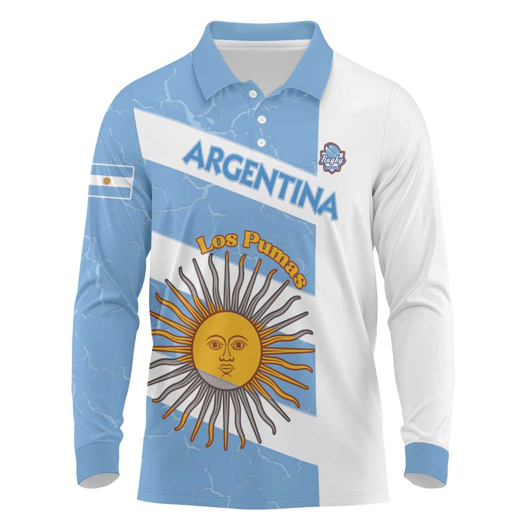 Argentina Rugby Custom Long Sleeve Polo Shirt Go Los Pumas