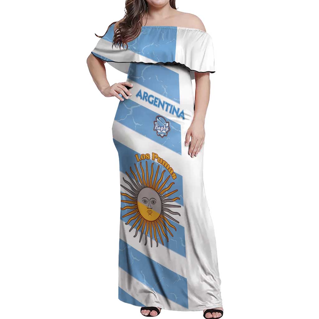 Argentina Rugby Custom Off Shoulder Maxi Dress Go Los Pumas