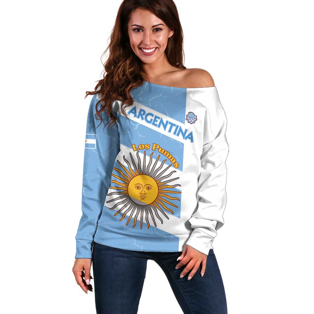 Argentina Rugby Custom Off Shoulder Sweater Go Los Pumas