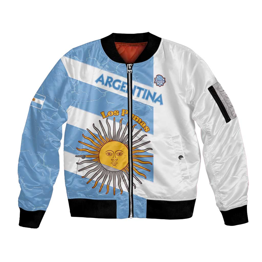 Argentina Rugby Custom Sleeve Zip Bomber Jacket Go Los Pumas