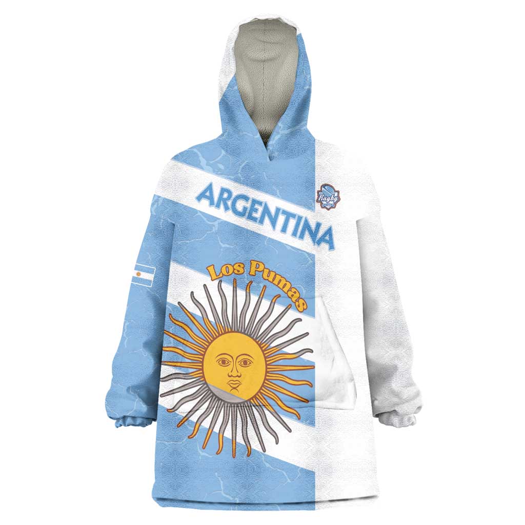 Argentina Rugby Custom Wearable Blanket Hoodie Go Los Pumas