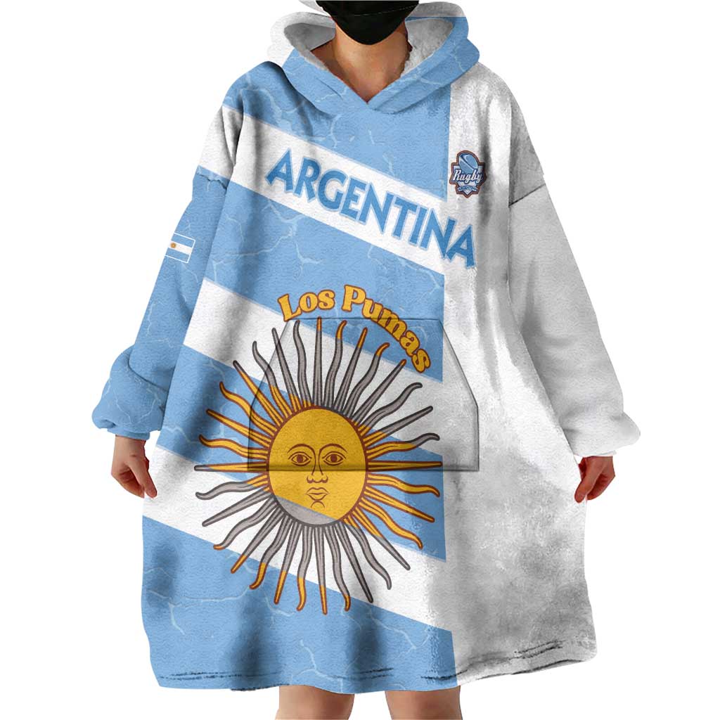 Argentina Rugby Custom Wearable Blanket Hoodie Go Los Pumas
