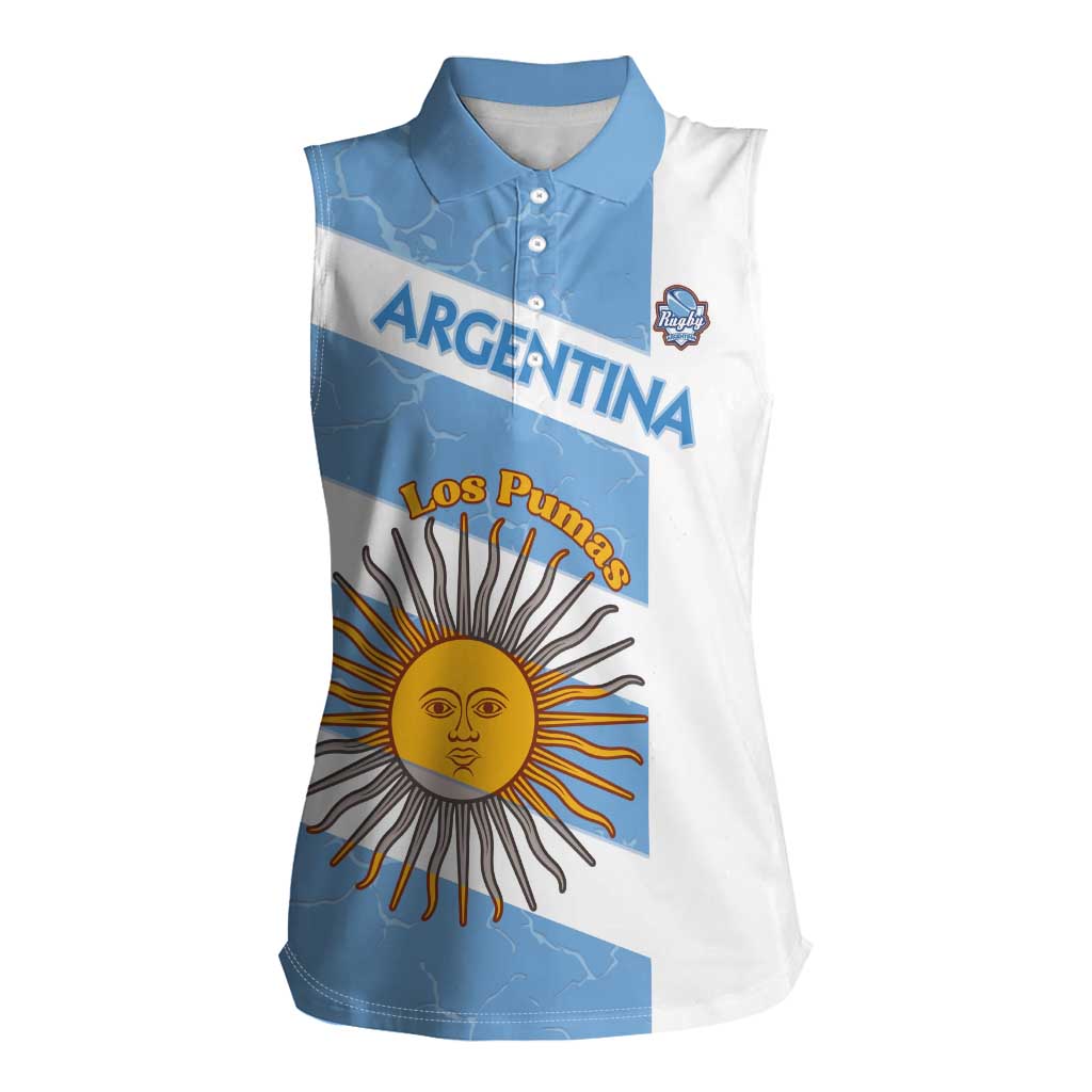 Argentina Rugby Custom Women Sleeveless Polo Shirt Go Los Pumas