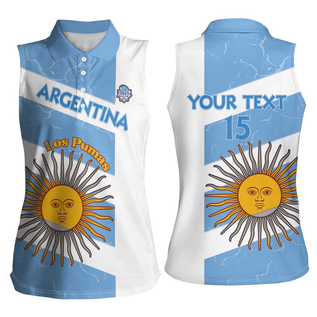 Argentina Rugby Custom Women Sleeveless Polo Shirt Go Los Pumas
