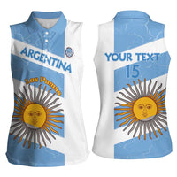 Argentina Rugby Custom Women Sleeveless Polo Shirt Go Los Pumas