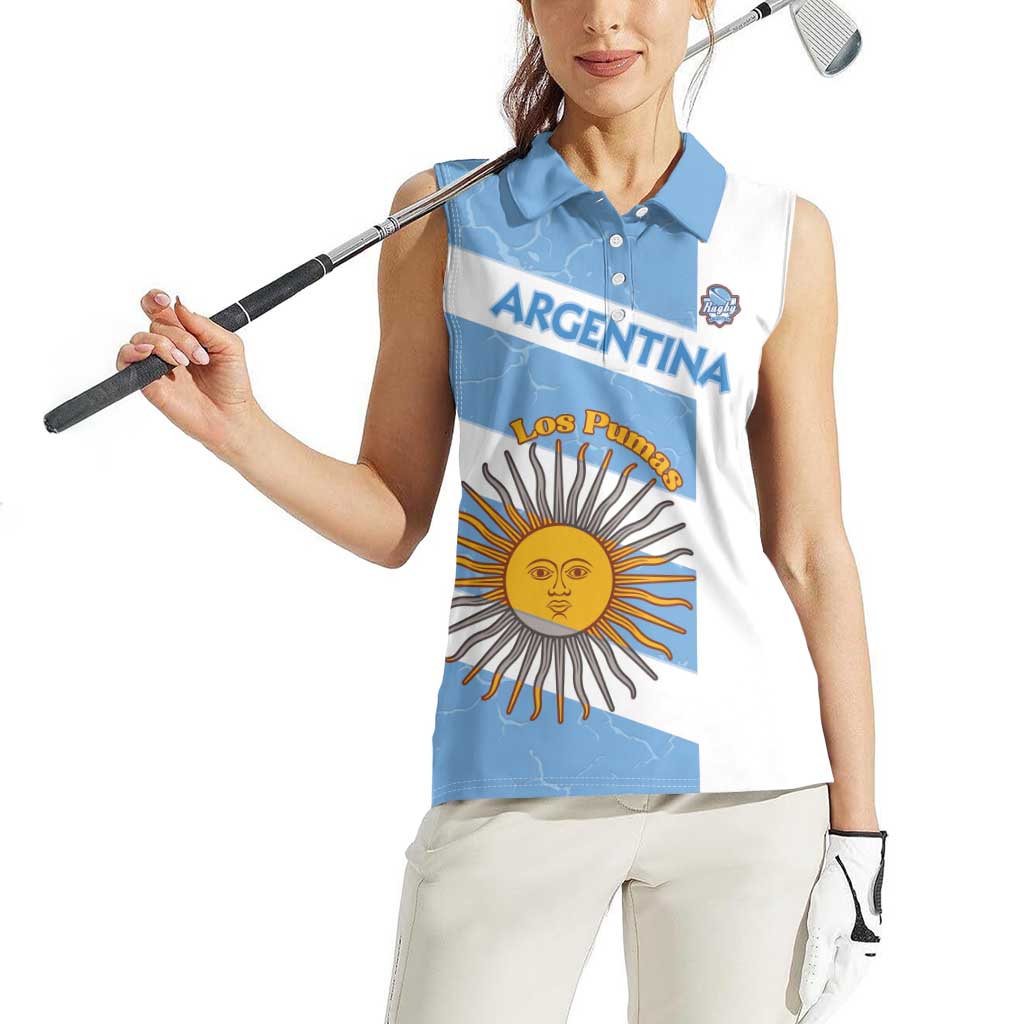 Argentina Rugby Custom Women Sleeveless Polo Shirt Go Los Pumas