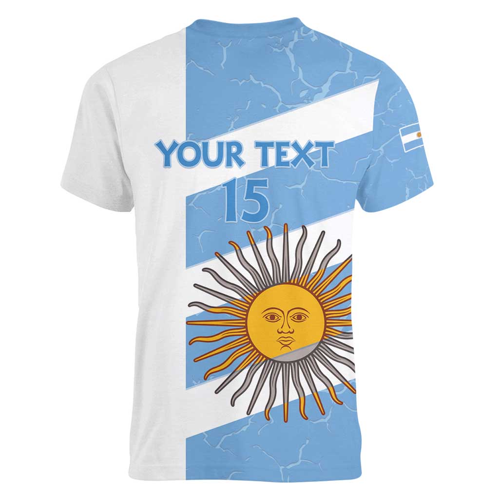 Argentina Rugby Custom Women V-Neck T-Shirt Go Los Pumas