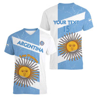 Argentina Rugby Custom Women V-Neck T-Shirt Go Los Pumas
