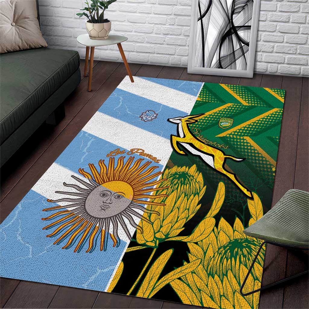 South Africa and Argentina Rugby Area Rug Springboks With Los Pumas