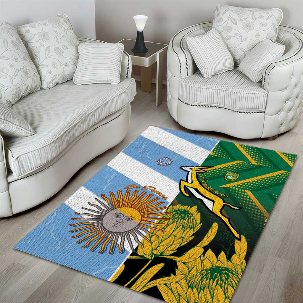 South Africa and Argentina Rugby Area Rug Springboks With Los Pumas
