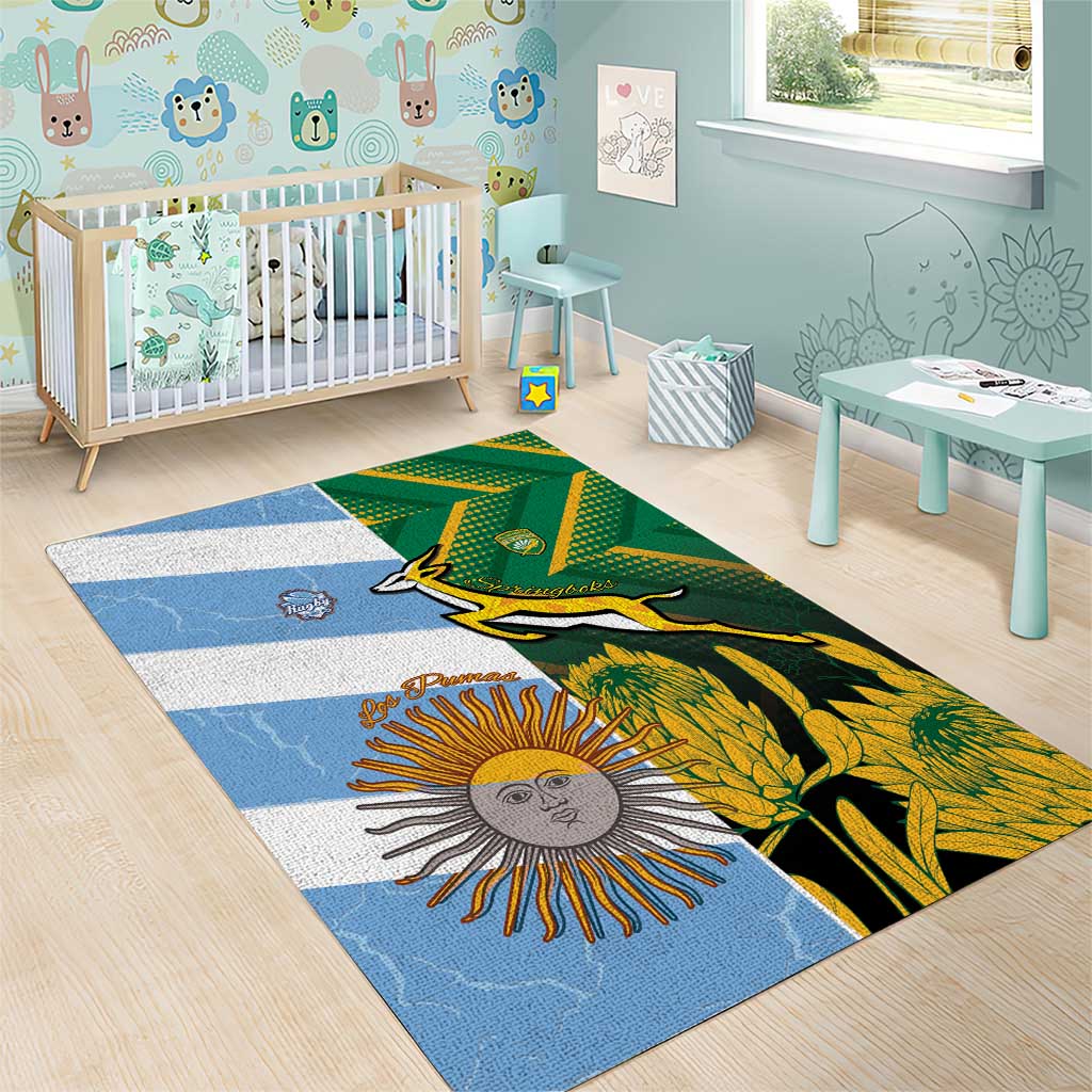 South Africa and Argentina Rugby Area Rug Springboks With Los Pumas