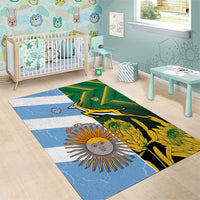South Africa and Argentina Rugby Area Rug Springboks With Los Pumas