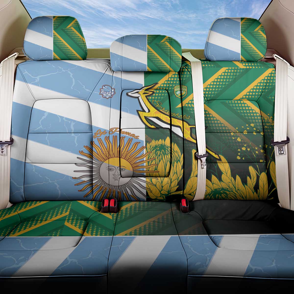 South Africa and Argentina Rugby Back Car Seat Cover Springboks With Los Pumas