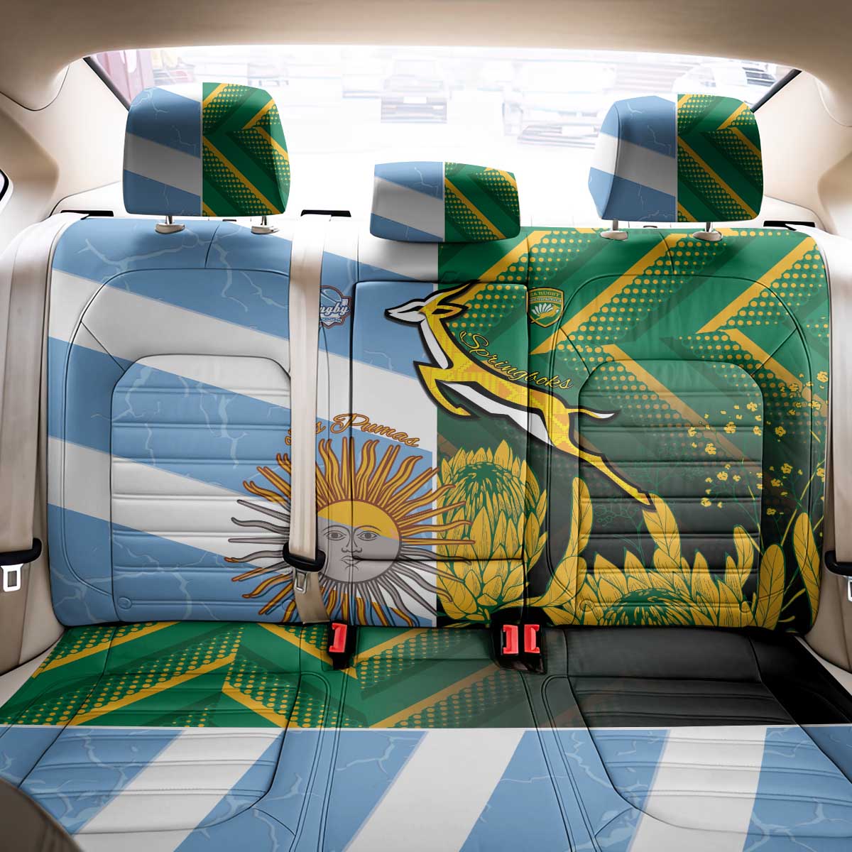 South Africa and Argentina Rugby Back Car Seat Cover Springboks With Los Pumas