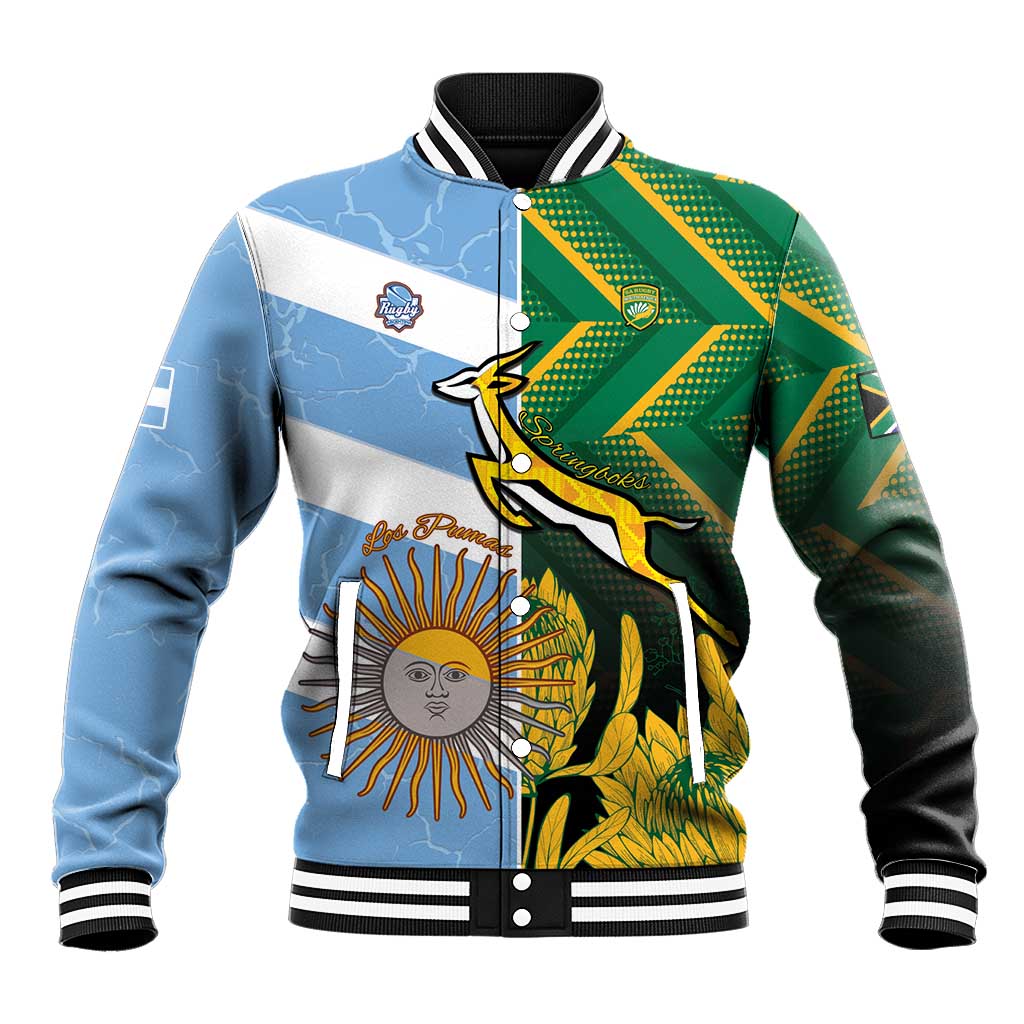 South Africa and Argentina Rugby Personalized Baseball Jacket Springboks With Los Pumas