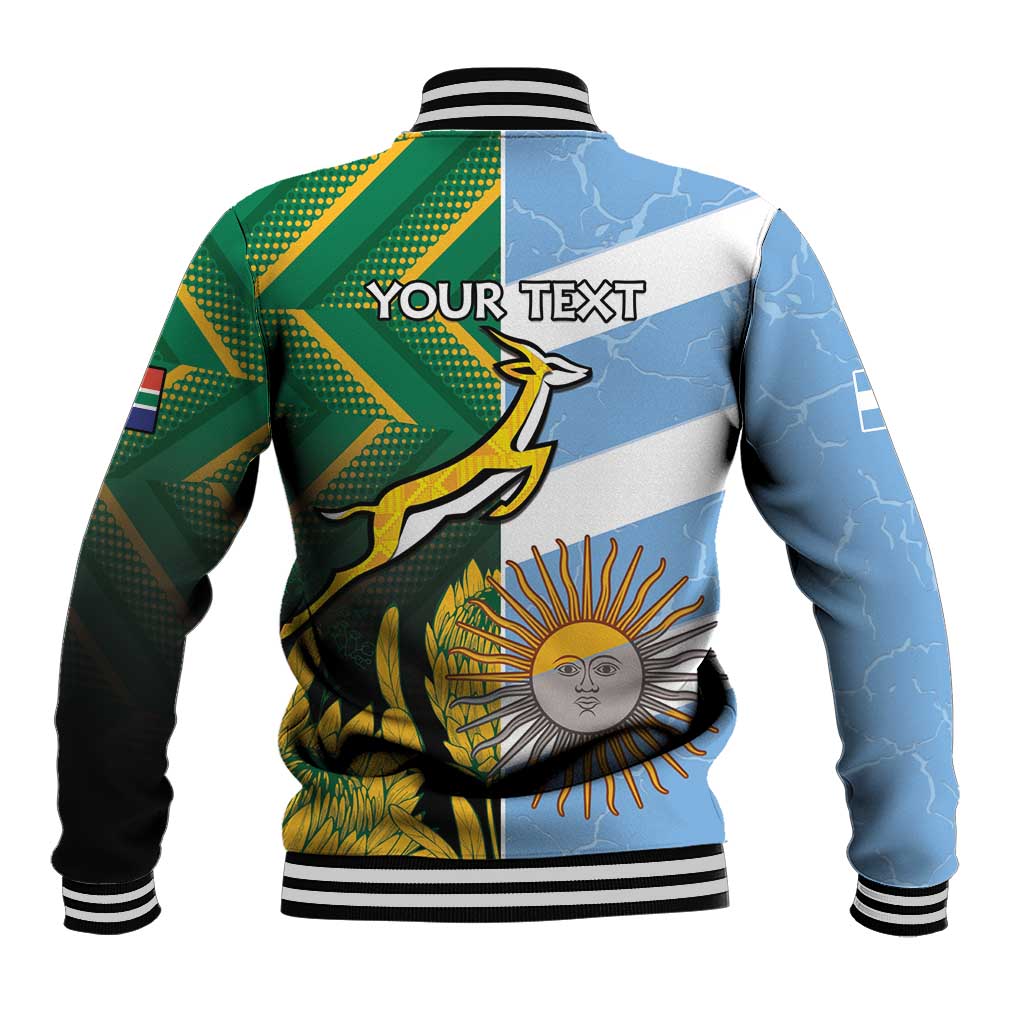 South Africa and Argentina Rugby Personalized Baseball Jacket Springboks With Los Pumas