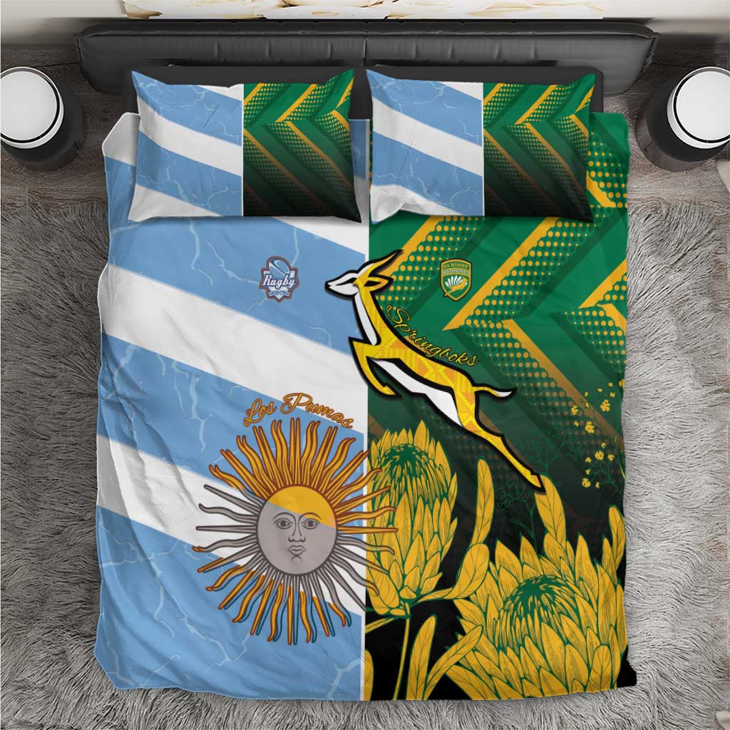 South Africa and Argentina Rugby Bedding Set Springboks With Los Pumas
