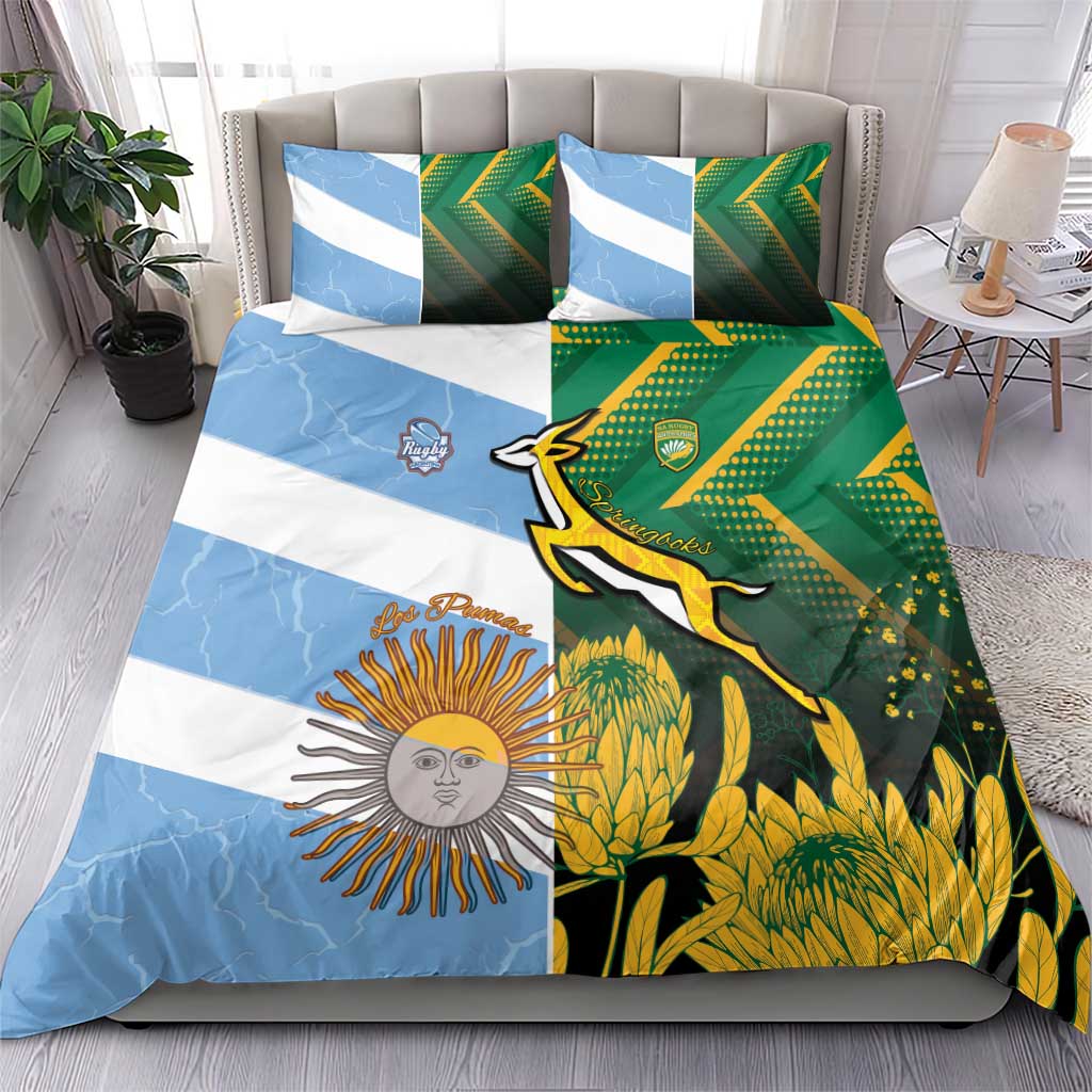 South Africa and Argentina Rugby Bedding Set Springboks With Los Pumas