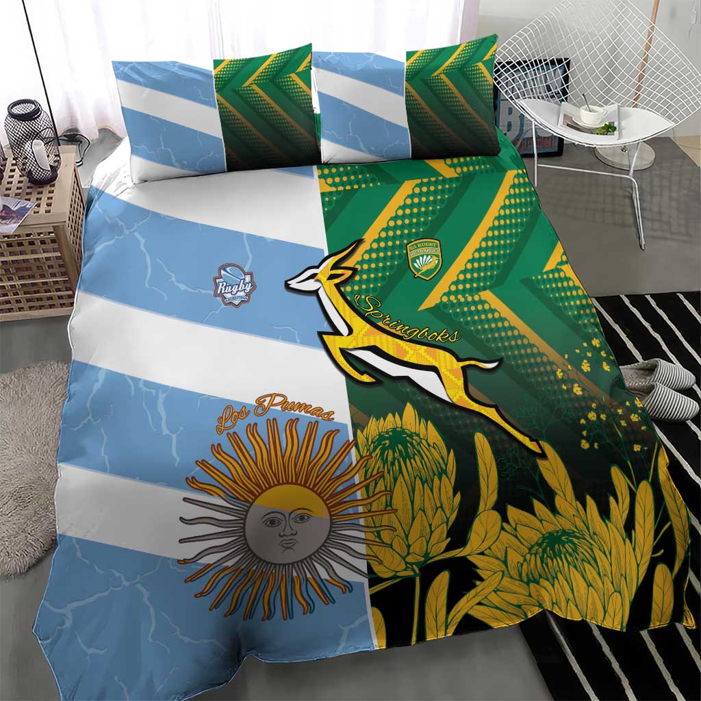 South Africa and Argentina Rugby Bedding Set Springboks With Los Pumas