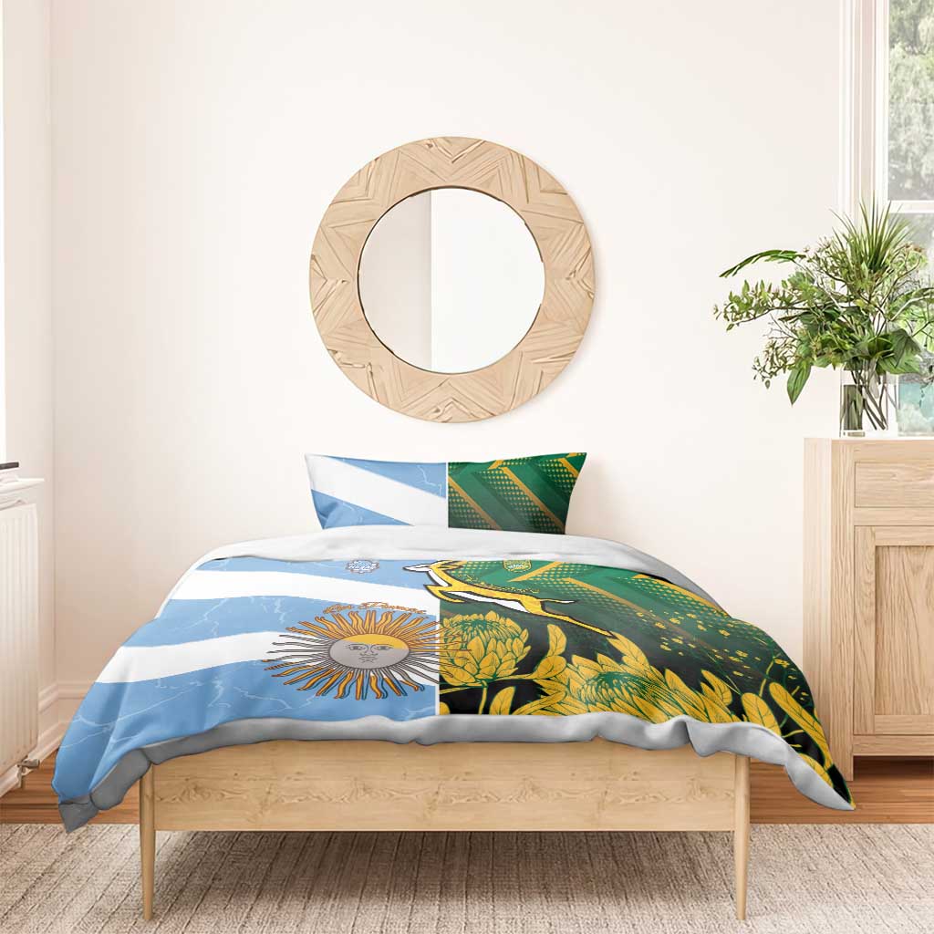 South Africa and Argentina Rugby Bedding Set Springboks With Los Pumas