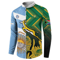 South Africa and Argentina Rugby Personalized Button Sweatshirt Springboks With Los Pumas