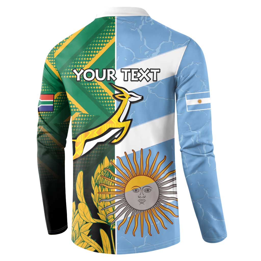 South Africa and Argentina Rugby Personalized Button Sweatshirt Springboks With Los Pumas