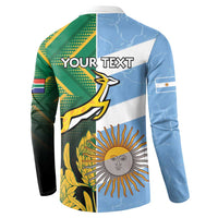South Africa and Argentina Rugby Personalized Button Sweatshirt Springboks With Los Pumas