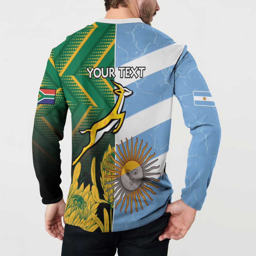 South Africa and Argentina Rugby Personalized Button Sweatshirt Springboks With Los Pumas