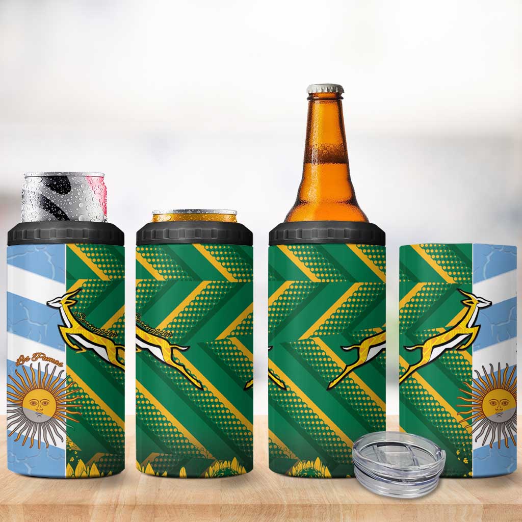 South Africa and Argentina Rugby Personalized 4 in 1 Can Cooler Tumbler Springboks With Los Pumas