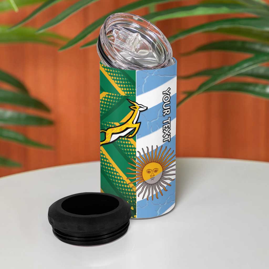 South Africa and Argentina Rugby Personalized 4 in 1 Can Cooler Tumbler Springboks With Los Pumas