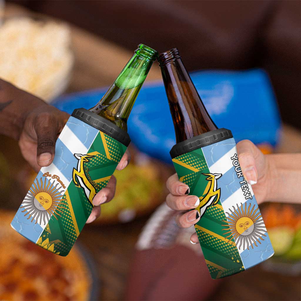 South Africa and Argentina Rugby Personalized 4 in 1 Can Cooler Tumbler Springboks With Los Pumas