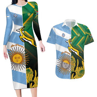 South Africa and Argentina Rugby Personalized Couples Matching Long Sleeve Bodycon Dress and Hawaiian Shirt Springboks With Los Pumas