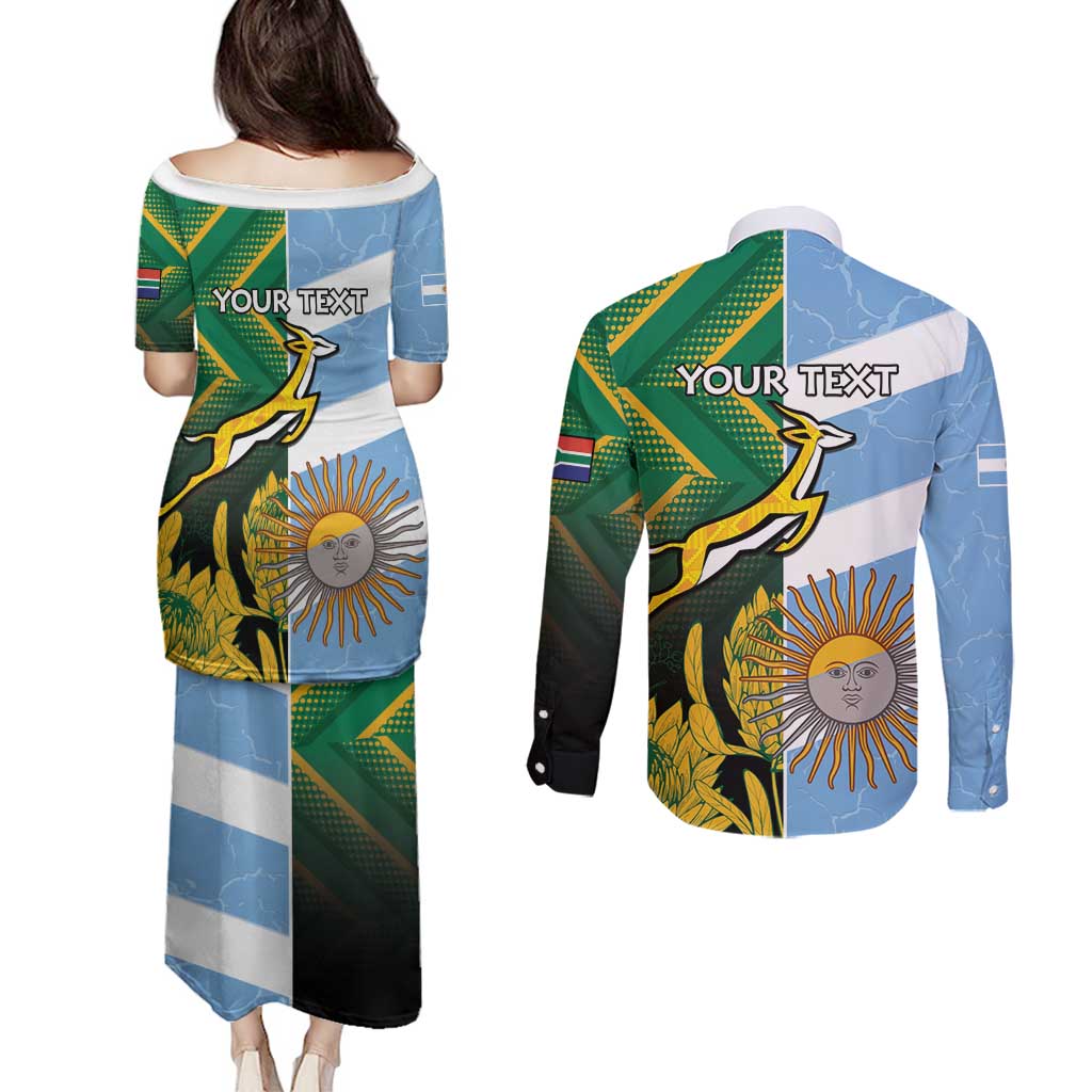 South Africa and Argentina Rugby Personalized Couples Matching Puletasi and Long Sleeve Button Shirt Springboks With Los Pumas