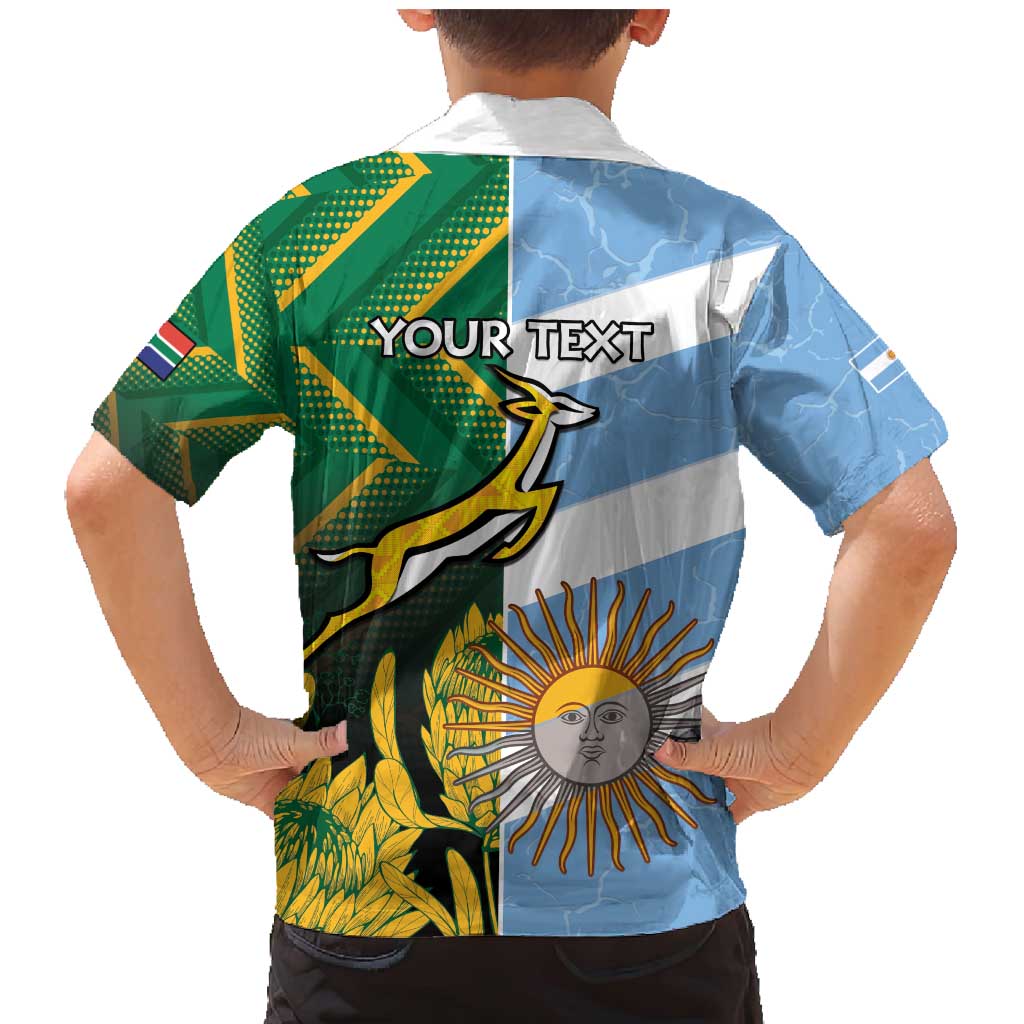 South Africa and Argentina Rugby Personalized Family Matching Mermaid Dress and Hawaiian Shirt Springboks With Los Pumas