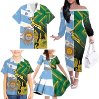 South Africa and Argentina Rugby Personalized Family Matching Off The Shoulder Long Sleeve Dress and Hawaiian Shirt Springboks With Los Pumas