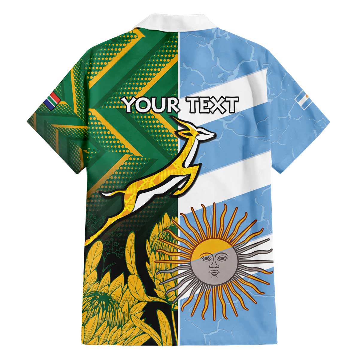 South Africa and Argentina Rugby Personalized Family Matching Off The Shoulder Long Sleeve Dress and Hawaiian Shirt Springboks With Los Pumas